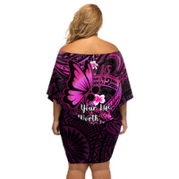 Polynesia Suicide Prevention Awareness Off Shoulder Short Dress Your Life Is Worth Living For Polynesian Pink Pattern - Wonder Print Shop