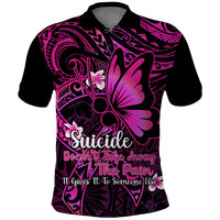 Polynesia Suicide Prevention Awareness Polo Shirt Your Life Is Worth Living For Polynesian Pink Pattern - Wonder Print Shop
