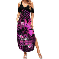 Polynesia Suicide Prevention Awareness Summer Maxi Dress Your Life Is Worth Living For Polynesian Pink Pattern - Wonder Print Shop