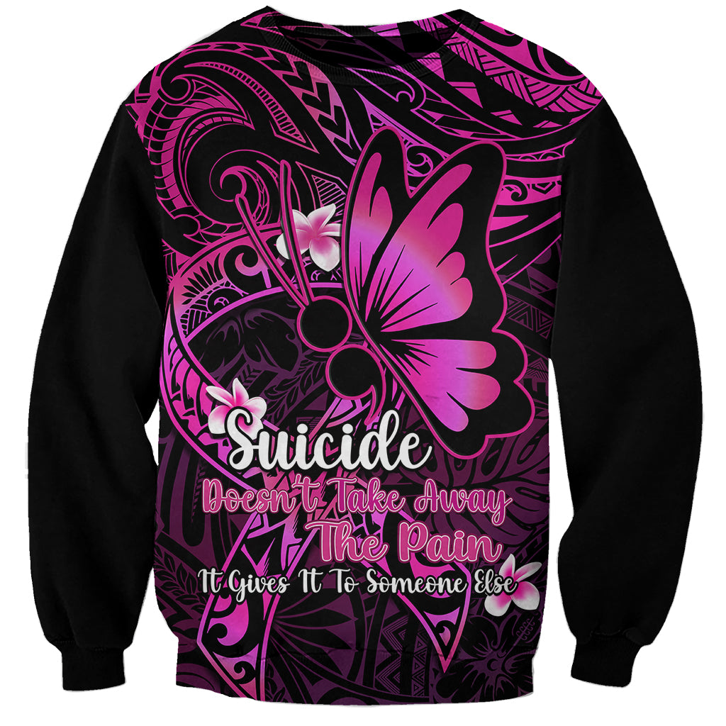 Polynesia Suicide Prevention Awareness Sweatshirt Your Life Is Worth Living For Polynesian Pink Pattern - Wonder Print Shop