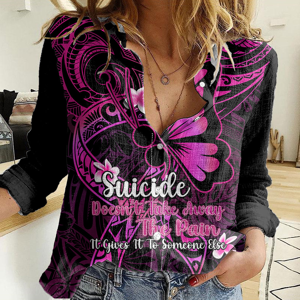 Polynesia Suicide Prevention Awareness Women Casual Shirt Your Life Is Worth Living For Polynesian Pink Pattern - Wonder Print Shop