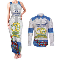 Fiji Holy Cross College Couples Matching Tank Maxi Dress and Long Sleeve Button Shirts Happy 50th Anniversary Fijian Tagimoucia Tapa Pattern - Wonder Print Shop