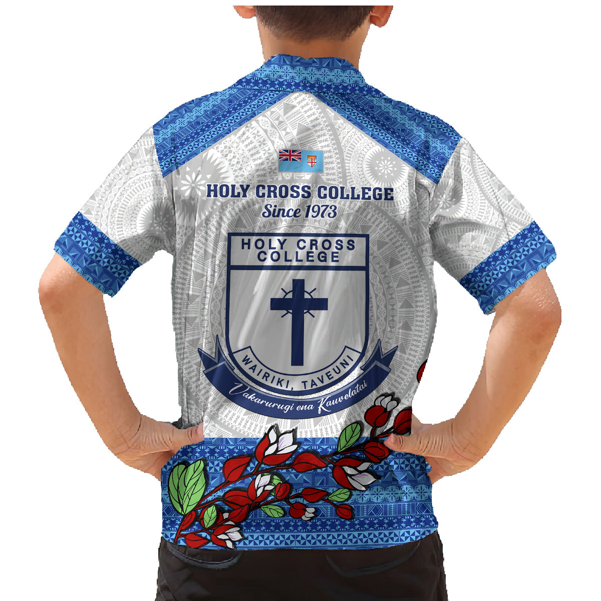 Fiji Holy Cross College Family Matching Mermaid Dress and Hawaiian Shirt Happy 50th Anniversary Fijian Tagimoucia Tapa Pattern - Wonder Print Shop