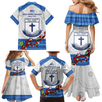 Fiji Holy Cross College Family Matching Mermaid Dress and Hawaiian Shirt Happy 50th Anniversary Fijian Tagimoucia Tapa Pattern - Wonder Print Shop