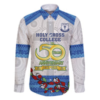 Fiji Holy Cross College Family Matching Off Shoulder Long Sleeve Dress and Hawaiian Shirt Happy 50th Anniversary Fijian Tagimoucia Tapa Pattern - Wonder Print Shop