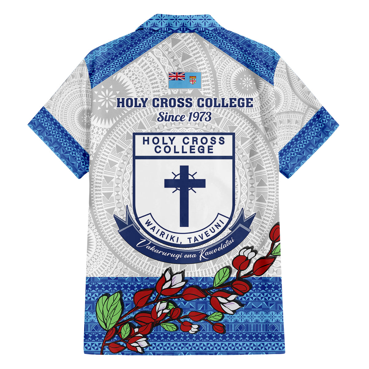 Fiji Holy Cross College Family Matching Summer Maxi Dress and Hawaiian Shirt Happy 50th Anniversary Fijian Tagimoucia Tapa Pattern - Wonder Print Shop