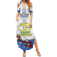Fiji Holy Cross College Family Matching Summer Maxi Dress and Hawaiian Shirt Happy 50th Anniversary Fijian Tagimoucia Tapa Pattern - Wonder Print Shop