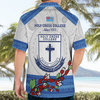 Fiji Holy Cross College Hawaiian Shirt Happy 50th Anniversary Fijian Tagimoucia Tapa Pattern - Wonder Print Shop
