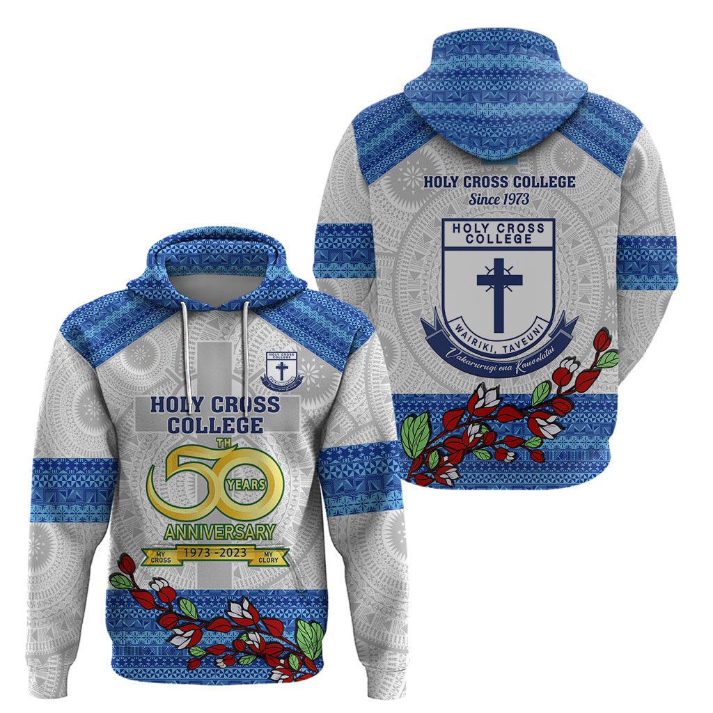 Fiji Holy Cross College Hoodie Happy 50th Anniversary Fijian Tagimoucia Tapa Pattern - Wonder Print Shop