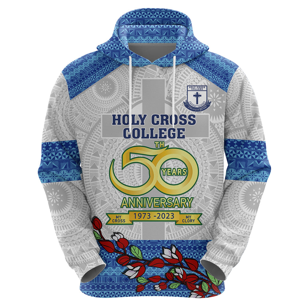 Fiji Holy Cross College Hoodie Happy 50th Anniversary Fijian Tagimoucia Tapa Pattern - Wonder Print Shop