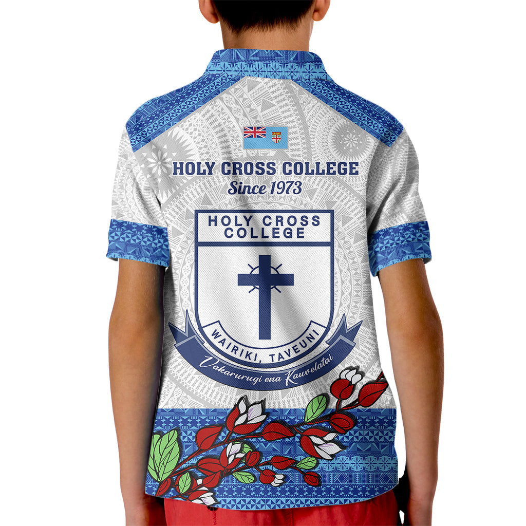 Fiji Holy Cross College Kid Polo Shirt Happy 50th Anniversary Fijian Tagimoucia Tapa Pattern - Wonder Print Shop