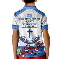 Fiji Holy Cross College Kid Polo Shirt Happy 50th Anniversary Fijian Tagimoucia Tapa Pattern - Wonder Print Shop