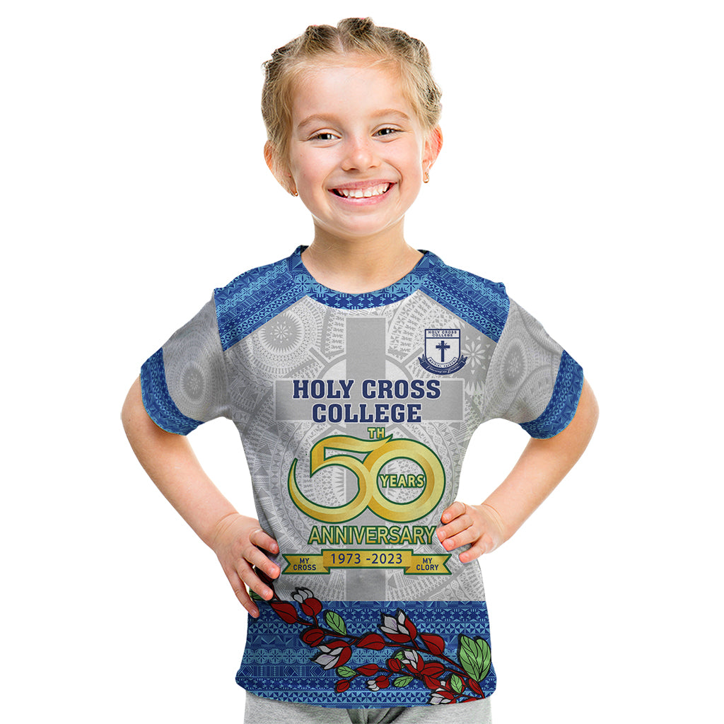 Fiji Holy Cross College Kid T Shirt Happy 50th Anniversary Fijian Tagimoucia Tapa Pattern - Wonder Print Shop