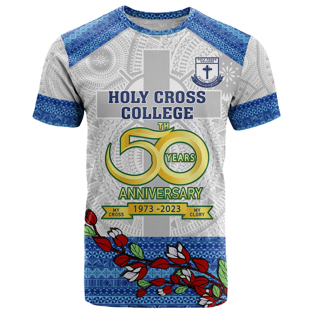 Fiji Holy Cross College T Shirt Happy 50th Anniversary Fijian Tagimoucia Tapa Pattern - Wonder Print Shop