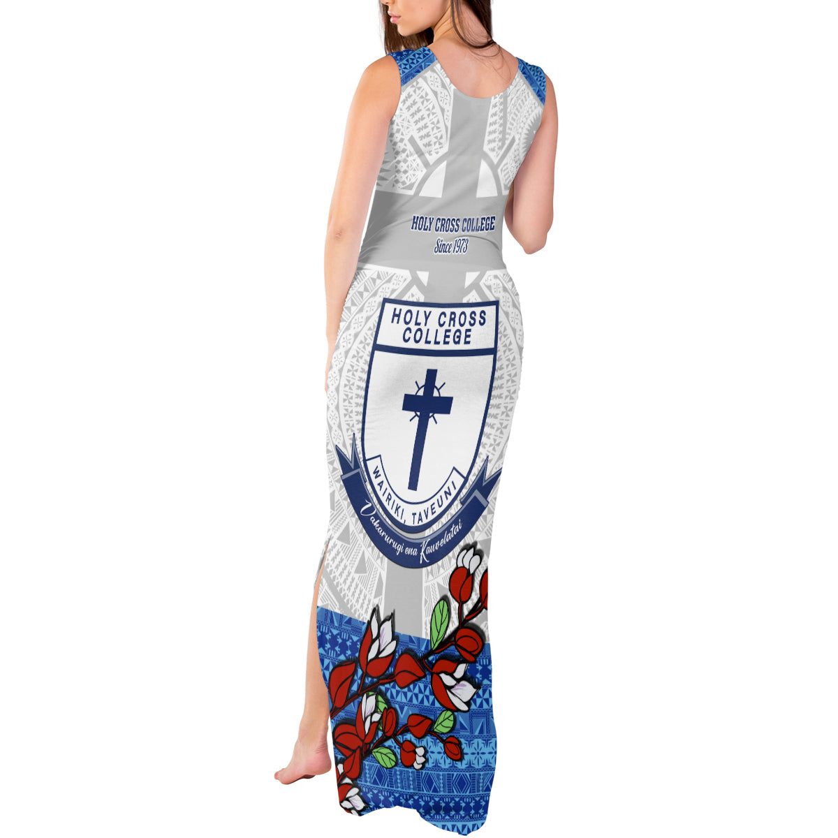 Fiji Holy Cross College Tank Maxi Dress Happy 50th Anniversary Fijian Tagimoucia Tapa Pattern - Wonder Print Shop