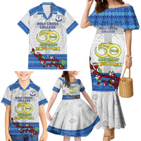 Personalised Fiji Holy Cross College Family Matching Mermaid Dress and Hawaiian Shirt Happy 50th Anniversary Fijian Tagimoucia Tapa Pattern - Wonder Print Shop