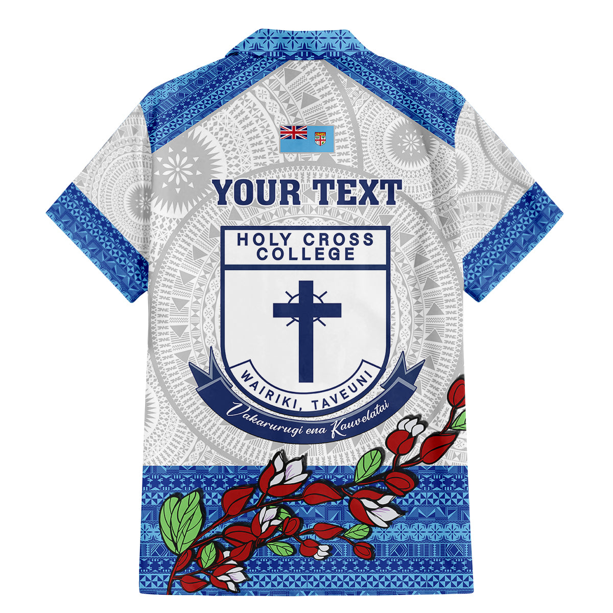 Personalised Fiji Holy Cross College Family Matching Mermaid Dress and Hawaiian Shirt Happy 50th Anniversary Fijian Tagimoucia Tapa Pattern - Wonder Print Shop