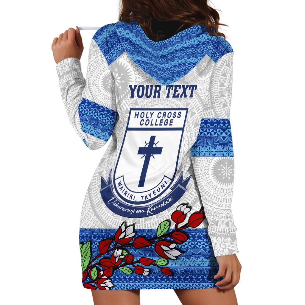 Personalised Fiji Holy Cross College Hoodie Dress Happy 50th Anniversary Fijian Tagimoucia Tapa Pattern - Wonder Print Shop