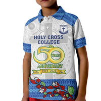 Personalised Fiji Holy Cross College Kid Polo Shirt Happy 50th Anniversary Fijian Tagimoucia Tapa Pattern - Wonder Print Shop