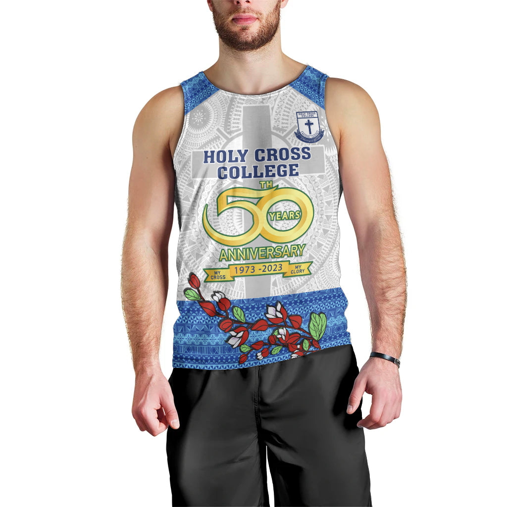 Personalised Fiji Holy Cross College Men Tank Top Happy 50th Anniversary Fijian Tagimoucia Tapa Pattern - Wonder Print Shop