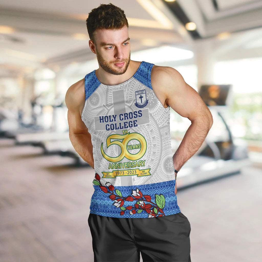 Personalised Fiji Holy Cross College Men Tank Top Happy 50th Anniversary Fijian Tagimoucia Tapa Pattern - Wonder Print Shop