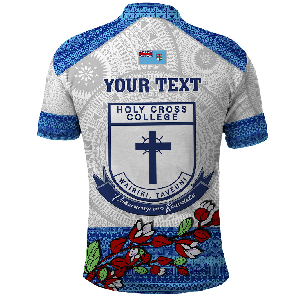 Personalised Fiji Holy Cross College Polo Shirt Happy 50th Anniversary Fijian Tagimoucia Tapa Pattern - Wonder Print Shop