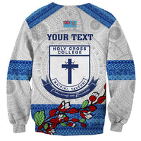 Personalised Fiji Holy Cross College Sweatshirt Happy 50th Anniversary Fijian Tagimoucia Tapa Pattern - Wonder Print Shop