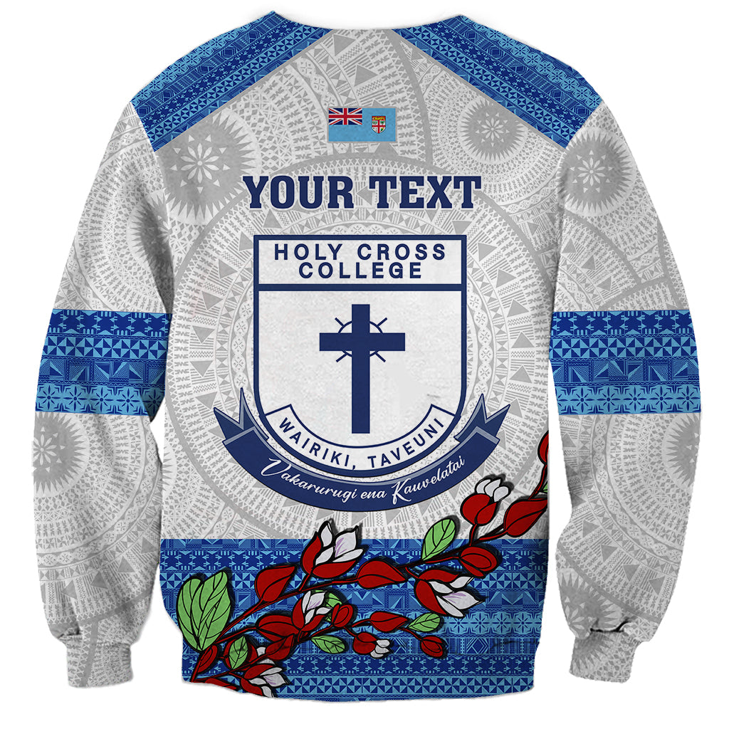 Personalised Fiji Holy Cross College Sweatshirt Happy 50th Anniversary Fijian Tagimoucia Tapa Pattern - Wonder Print Shop