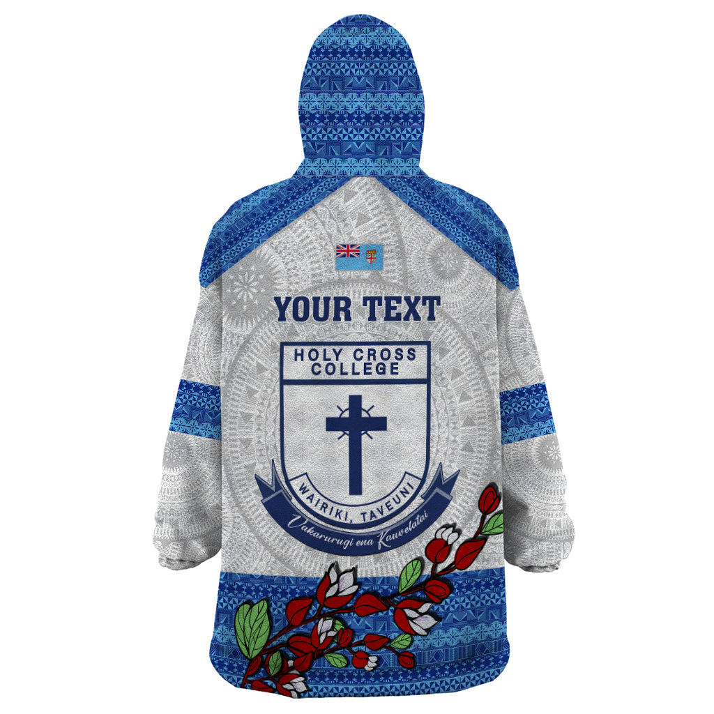 Personalised Fiji Holy Cross College Wearable Blanket Hoodie Happy 50th Anniversary Fijian Tagimoucia Tapa Pattern - Wonder Print Shop