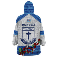 Personalised Fiji Holy Cross College Wearable Blanket Hoodie Happy 50th Anniversary Fijian Tagimoucia Tapa Pattern - Wonder Print Shop