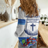 Personalised Fiji Holy Cross College Women Casual Shirt Happy 50th Anniversary Fijian Tagimoucia Tapa Pattern - Wonder Print Shop