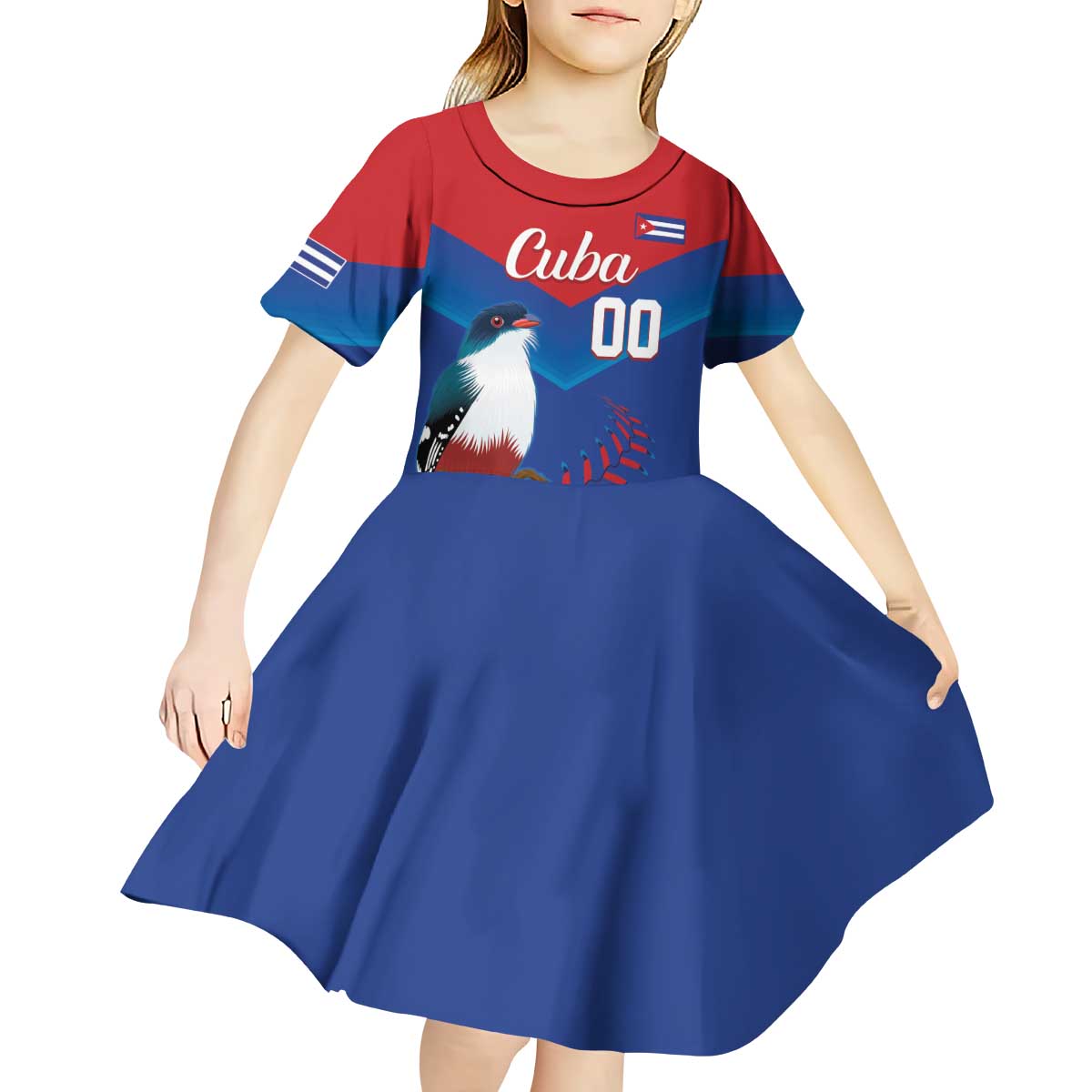 Custom Baseball Cuba 2024 Kid Short Sleeve Dress Cuban Trogon - Dynamic Style - Wonder Print Shop
