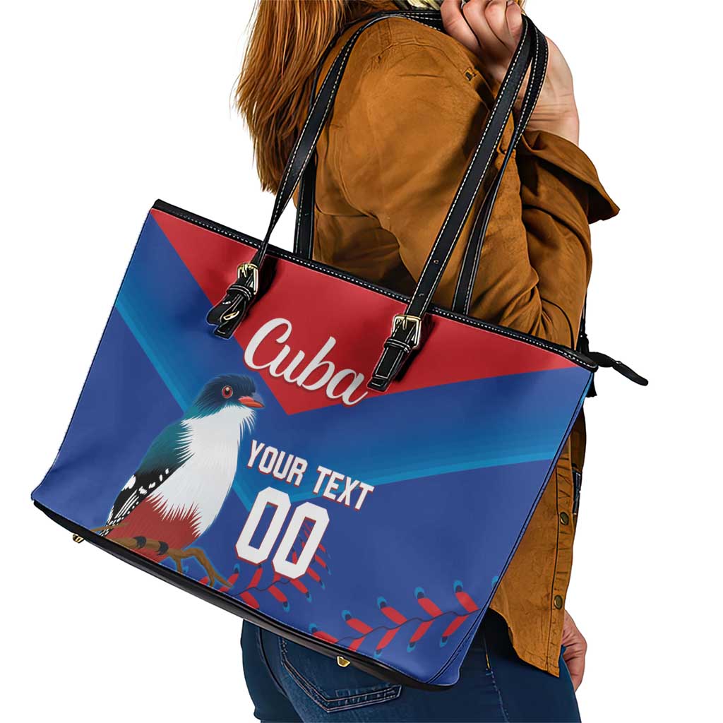 Custom Baseball Cuba 2024 Leather Tote Bag Cuban Trogon - Dynamic Style - Wonder Print Shop