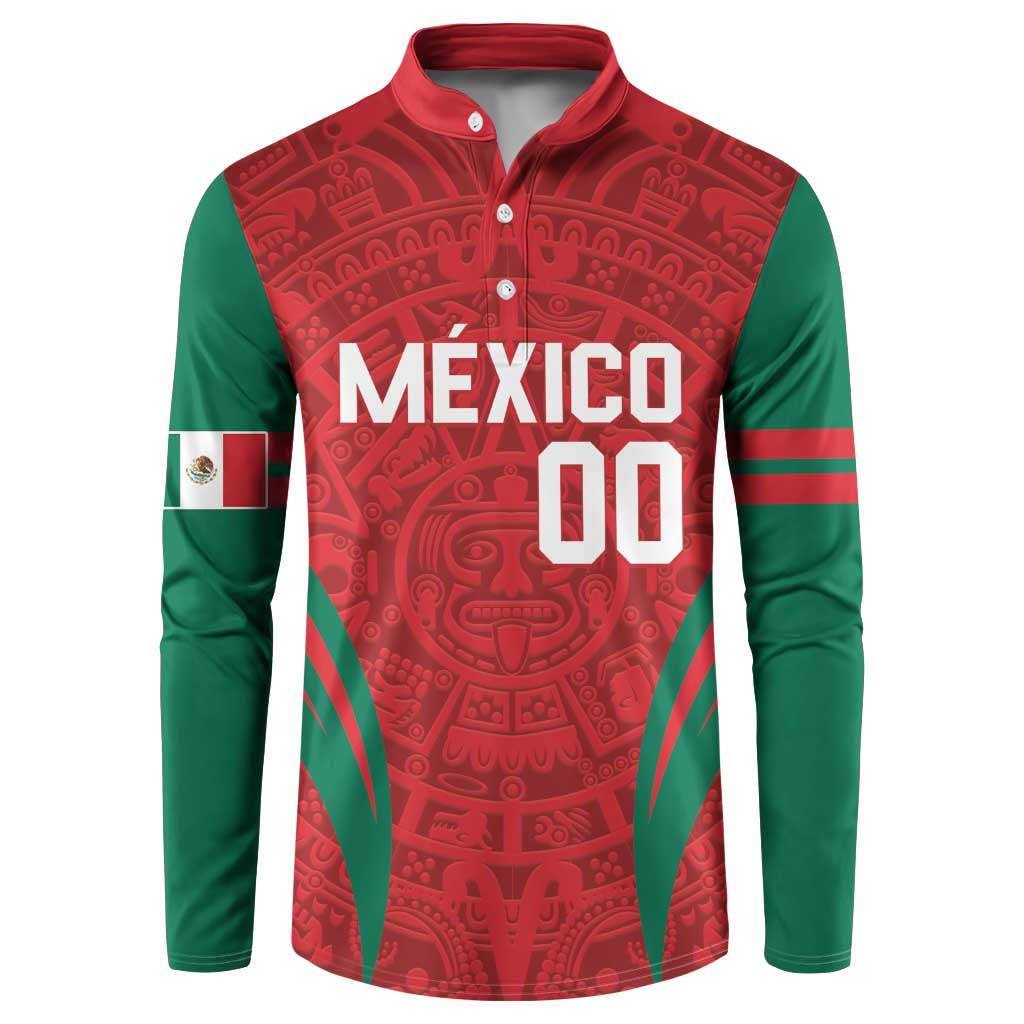 Custom Baseball Mexico 2024 Button Sweatshirt Aztec Calendar Pattern - Dynamic Style - Wonder Print Shop