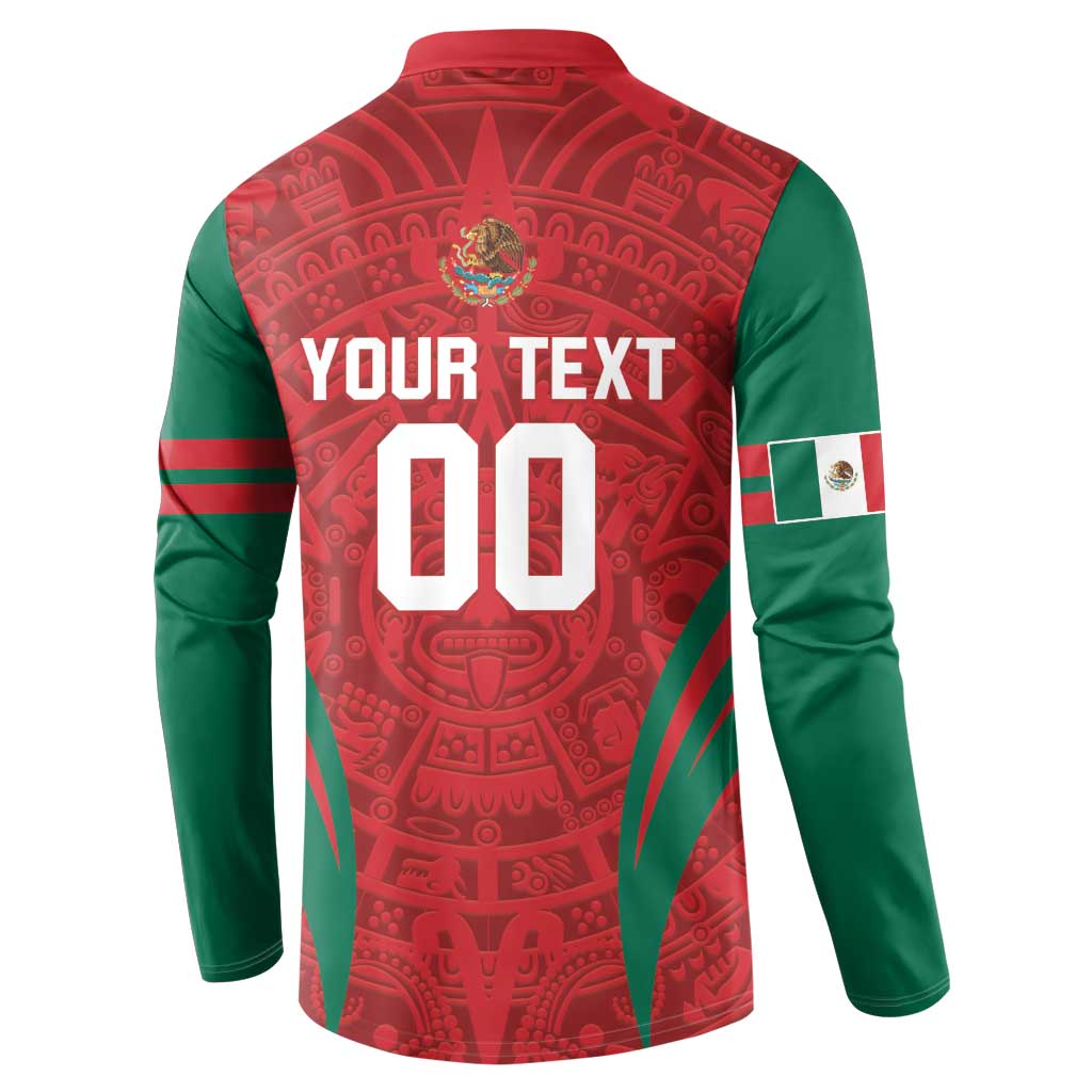 Custom Baseball Mexico 2024 Button Sweatshirt Aztec Calendar Pattern - Dynamic Style - Wonder Print Shop