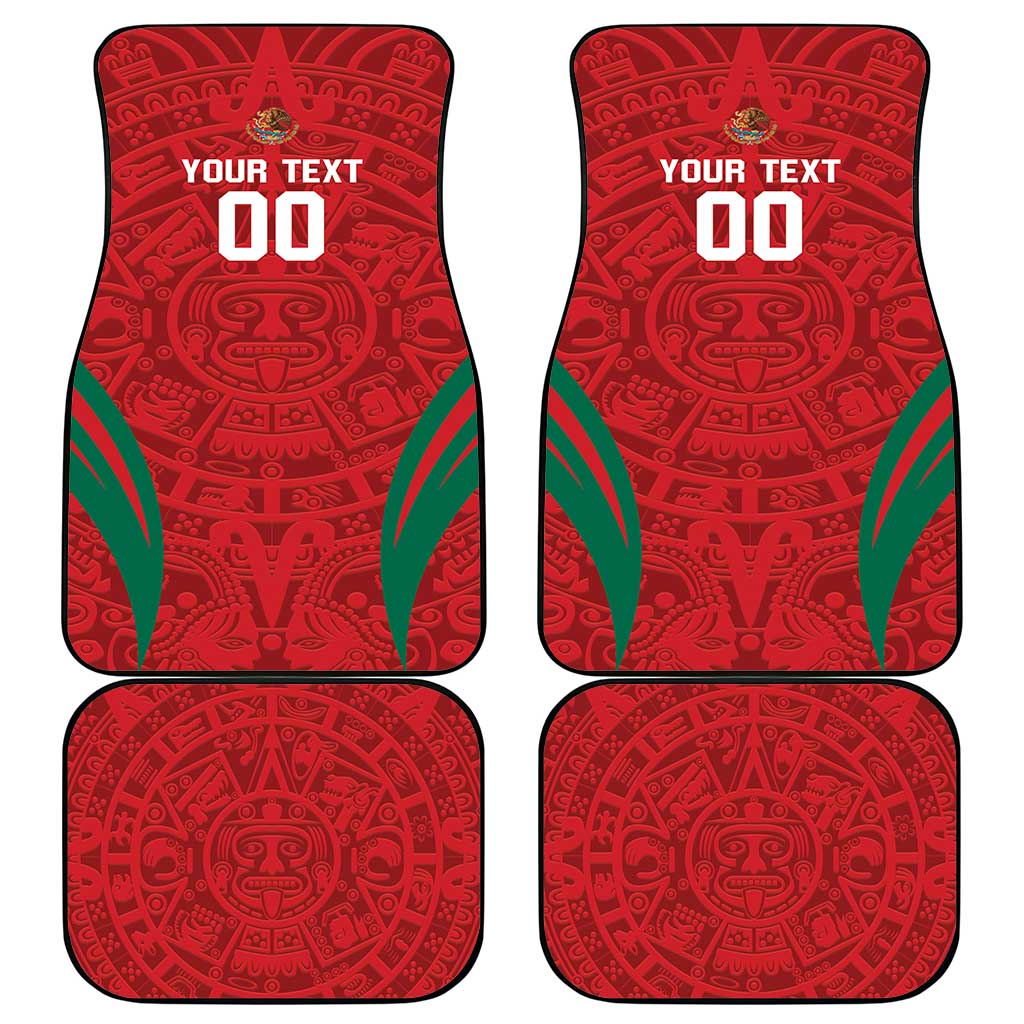 Custom Baseball Mexico 2024 Car Mats Aztec Calendar Pattern - Dynamic Style - Wonder Print Shop