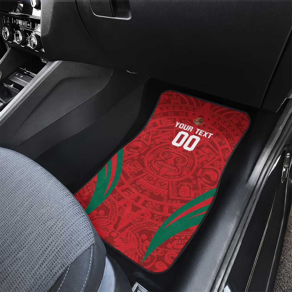 Custom Baseball Mexico 2024 Car Mats Aztec Calendar Pattern - Dynamic Style - Wonder Print Shop