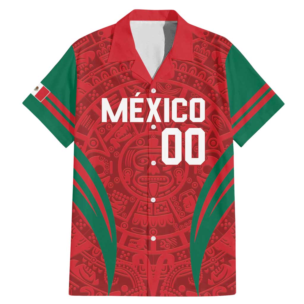Custom Baseball Mexico 2024 Family Matching Mermaid Dress and Hawaiian Shirt Aztec Calendar Pattern - Dynamic Style - Wonder Print Shop