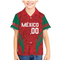 Custom Baseball Mexico 2024 Family Matching Mermaid Dress and Hawaiian Shirt Aztec Calendar Pattern - Dynamic Style - Wonder Print Shop