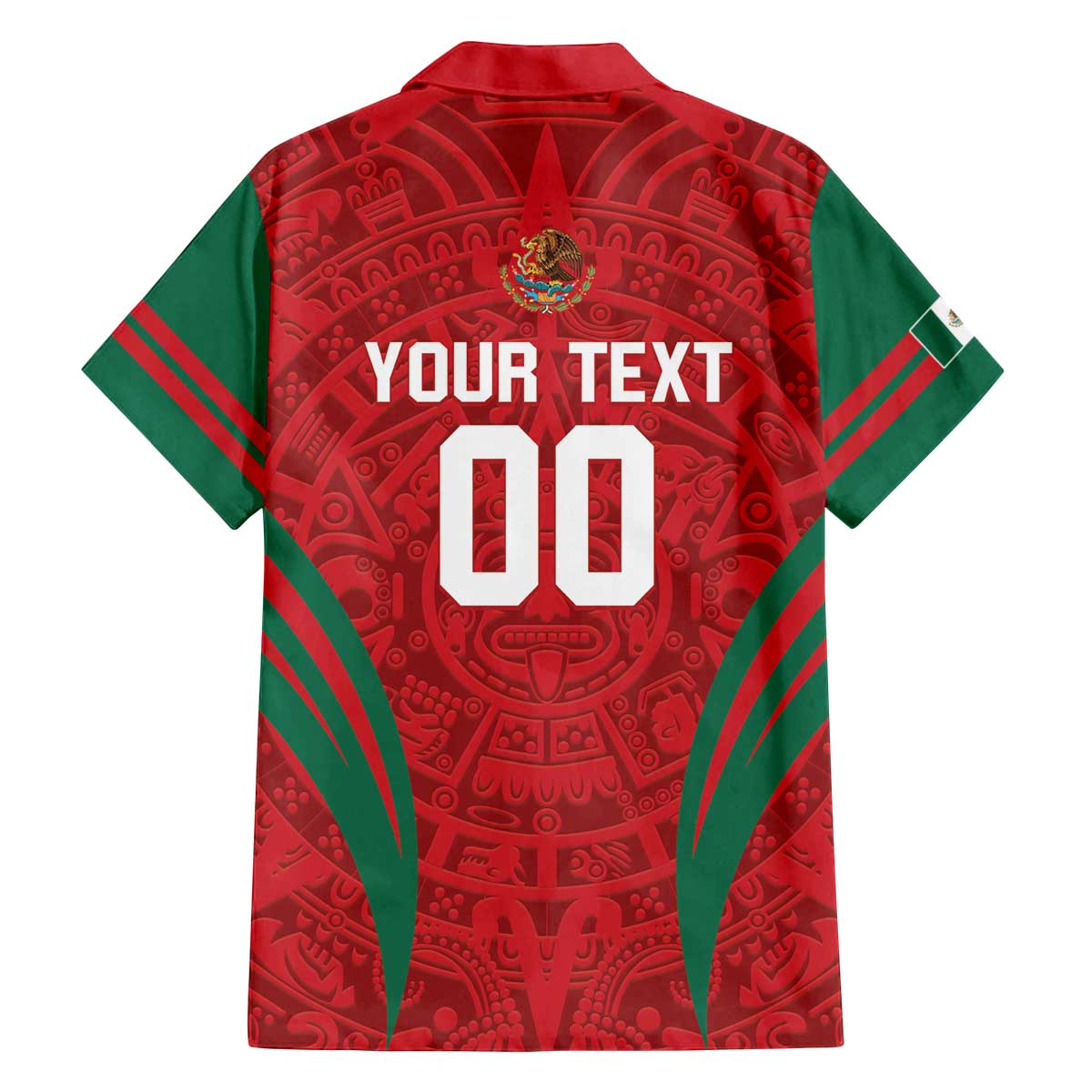 Custom Baseball Mexico 2024 Family Matching Off The Shoulder Long Sleeve Dress and Hawaiian Shirt Aztec Calendar Pattern - Dynamic Style - Wonder Print Shop