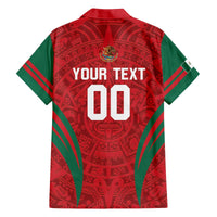 Custom Baseball Mexico 2024 Family Matching Off The Shoulder Long Sleeve Dress and Hawaiian Shirt Aztec Calendar Pattern - Dynamic Style - Wonder Print Shop
