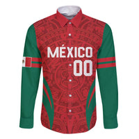 Custom Baseball Mexico 2024 Family Matching Off The Shoulder Long Sleeve Dress and Hawaiian Shirt Aztec Calendar Pattern - Dynamic Style - Wonder Print Shop