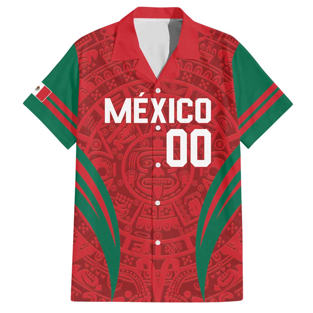 Custom Baseball Mexico 2024 Family Matching Off Shoulder Maxi Dress and Hawaiian Shirt Aztec Calendar Pattern - Dynamic Style - Wonder Print Shop