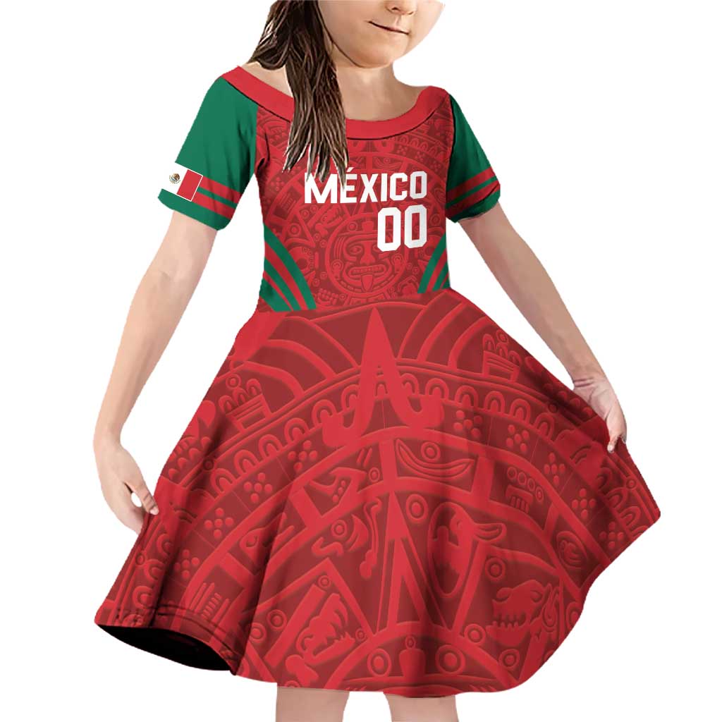 Custom Baseball Mexico 2024 Family Matching Off Shoulder Short Dress and Hawaiian Shirt Aztec Calendar Pattern - Dynamic Style - Wonder Print Shop