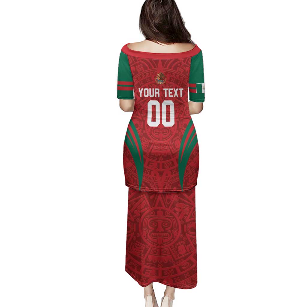 Custom Baseball Mexico 2024 Family Matching Puletasi and Hawaiian Shirt Aztec Calendar Pattern - Dynamic Style - Wonder Print Shop