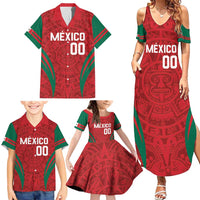Custom Baseball Mexico 2024 Family Matching Summer Maxi Dress and Hawaiian Shirt Aztec Calendar Pattern - Dynamic Style - Wonder Print Shop