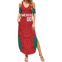 Custom Baseball Mexico 2024 Family Matching Summer Maxi Dress and Hawaiian Shirt Aztec Calendar Pattern - Dynamic Style - Wonder Print Shop