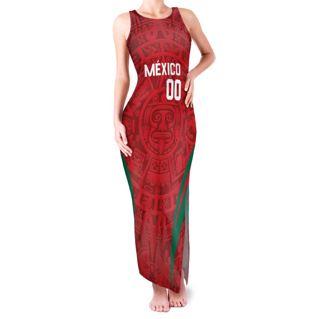 Custom Baseball Mexico 2024 Family Matching Tank Maxi Dress and Hawaiian Shirt Aztec Calendar Pattern - Dynamic Style - Wonder Print Shop