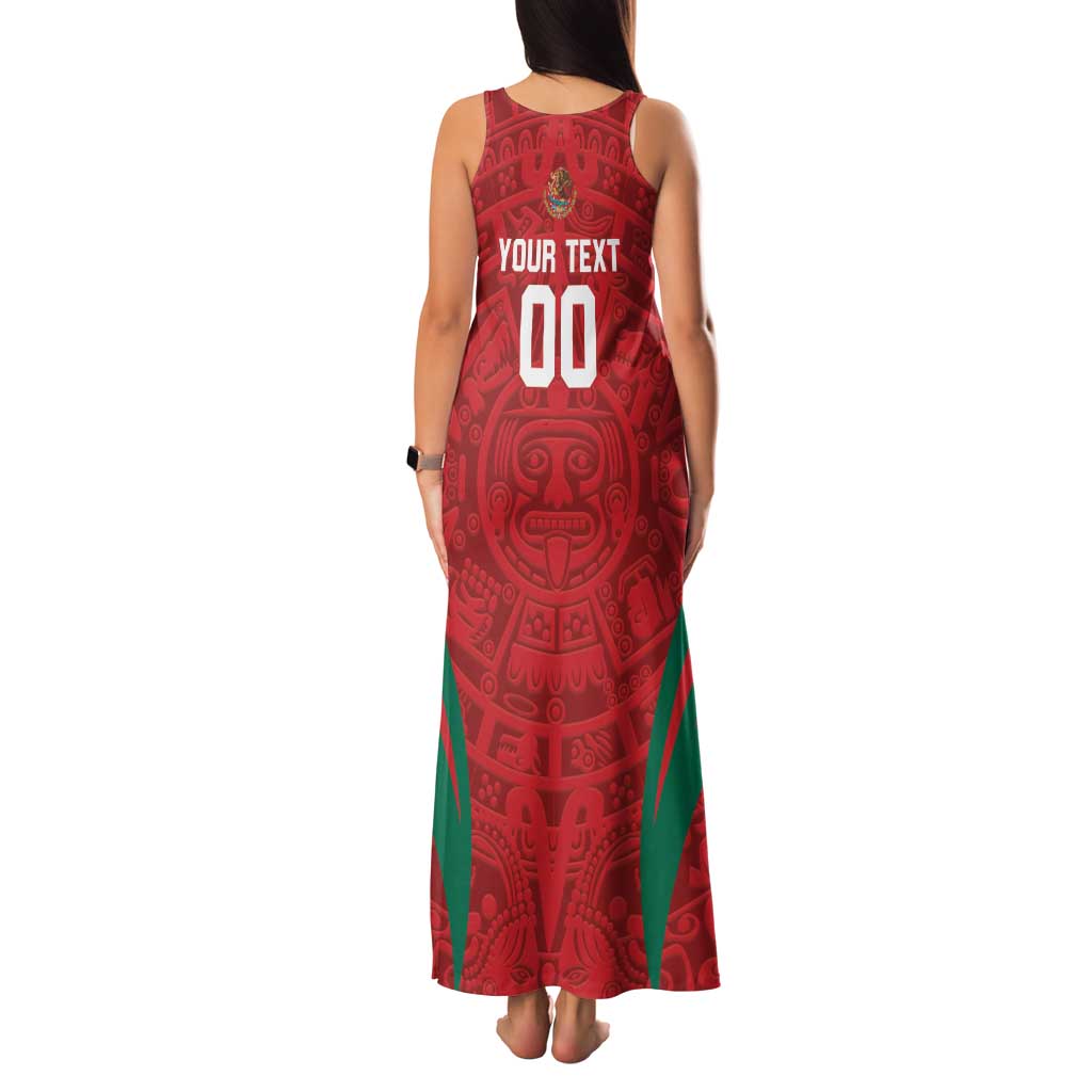 Custom Baseball Mexico 2024 Family Matching Tank Maxi Dress and Hawaiian Shirt Aztec Calendar Pattern - Dynamic Style - Wonder Print Shop