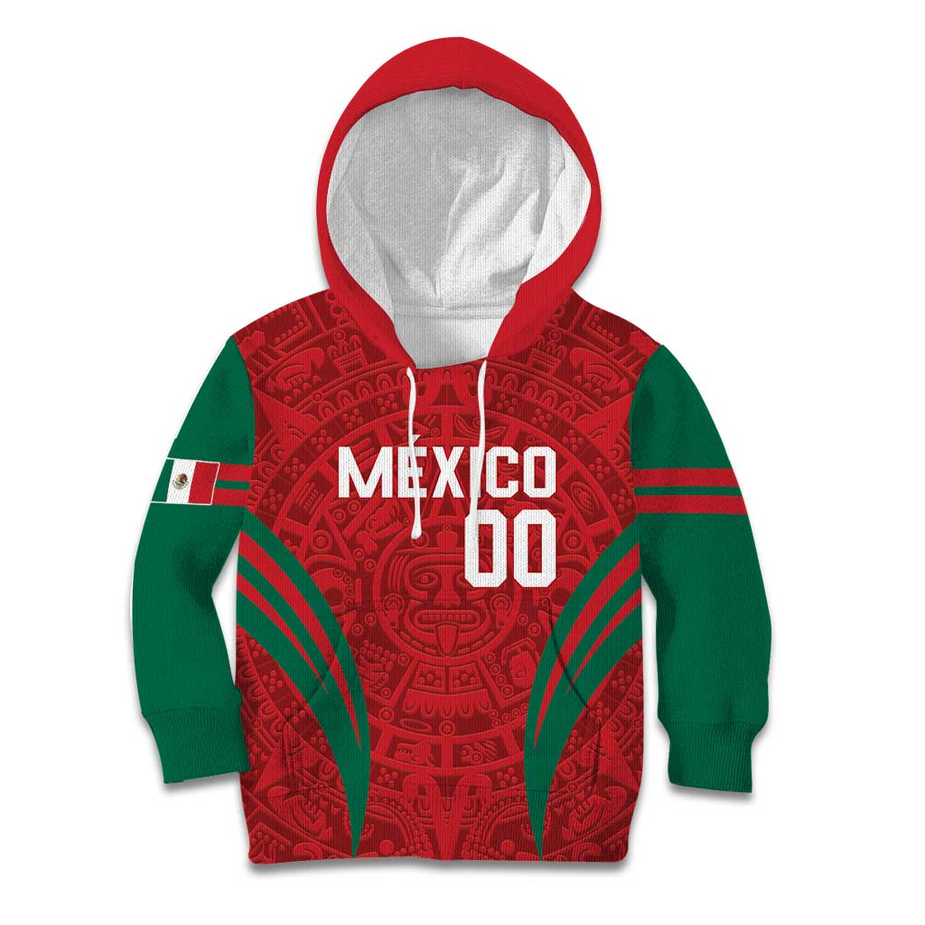 Custom Baseball Mexico 2024 Kid Hoodie Aztec Calendar Pattern - Dynamic Style - Wonder Print Shop